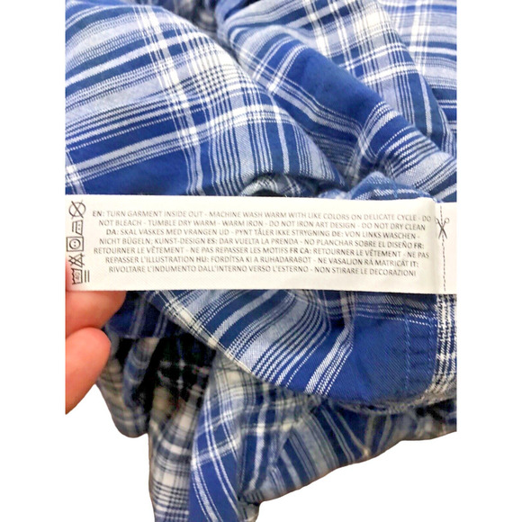 Ariat Retro Fit Shirt Medium Pearl Snap Brushed Cotton Mens Western Blue Plaid - Picture 7 of 8